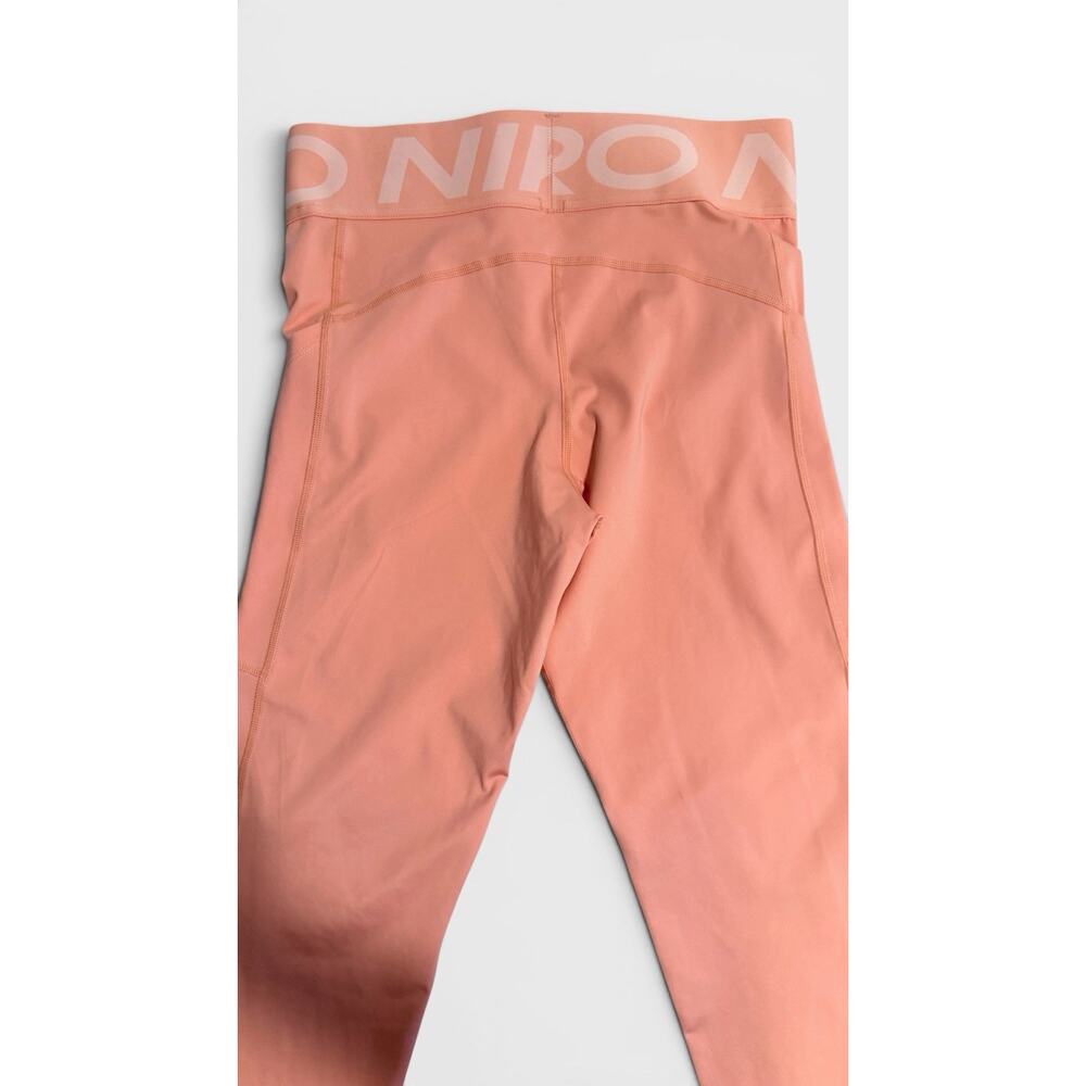 Nike Pro Dri-Fit Leggings Womens M Peach Coral Side Pocket Logo Waistband - Picture 6 of 6